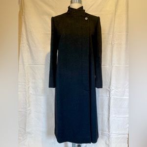 Vintage 80s wool sharp shoulder column coat black